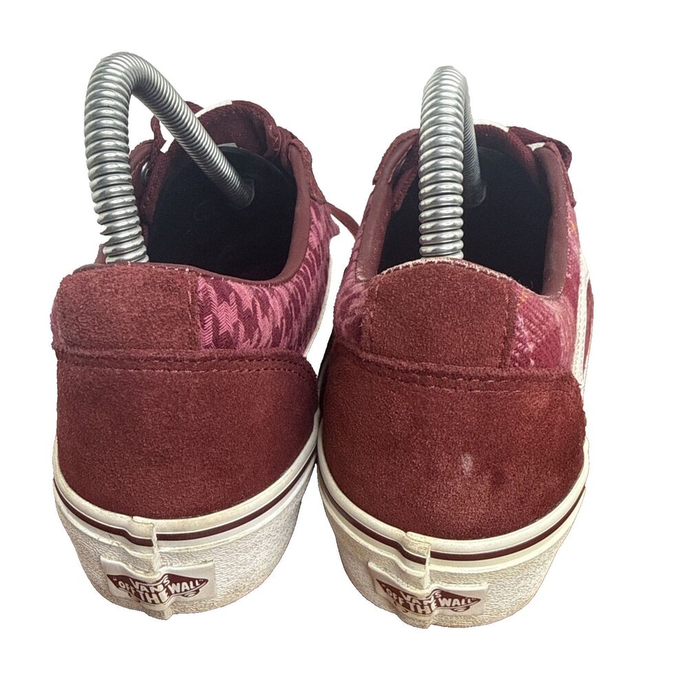 Vans Off The Wall Old Skool Womens Shoes Size 8 Maroon Burgundy Plaid Sneakers - Picture 4 of 7